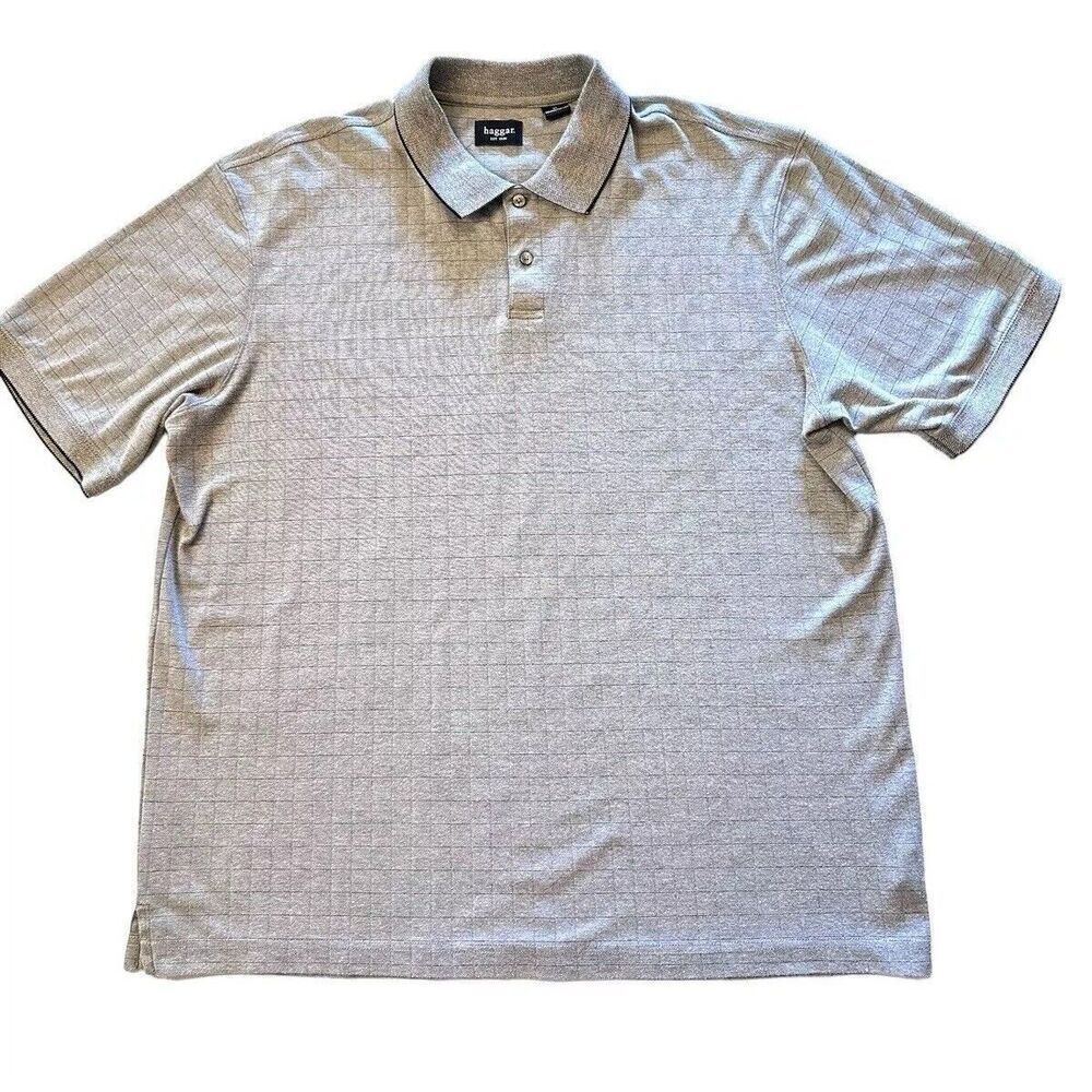 Haggar Polo shirt Mens XL extra large Lite Grey Textured Golf Active Fast Ship